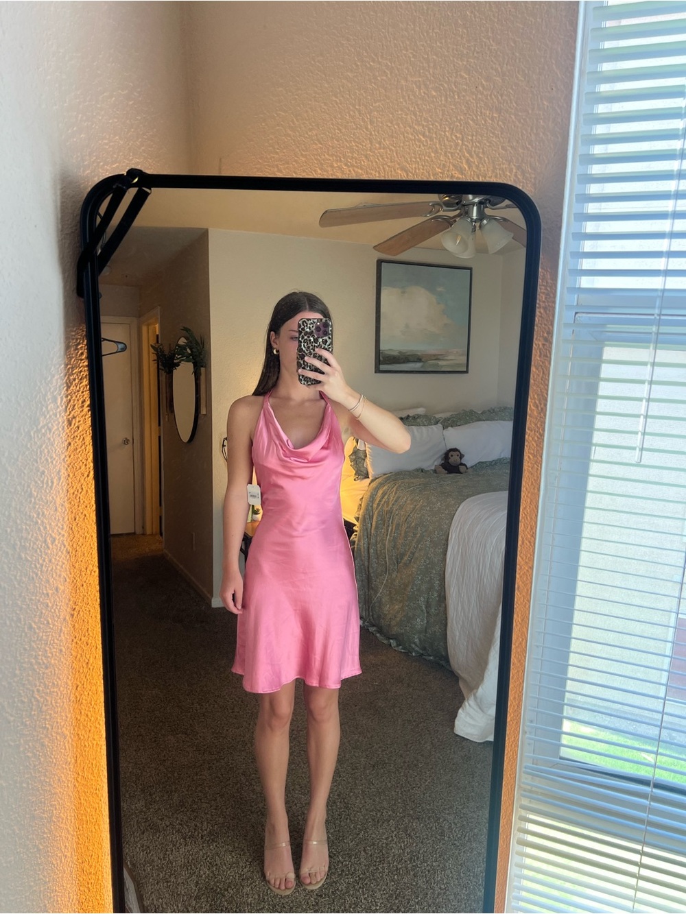 Altar'd State Pink Satin Cowl Slip Dress - Picture 1 of 6
